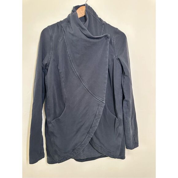 Lululemon Black Thick Snap Front Cardigan Sweater With Pockets Size 8 - Picture 1 of 4